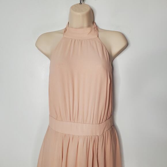 Reformation Andee Halter Open Back Maxi Dress Champagne Blush Cream Size 6 New - Picture 4 of 13